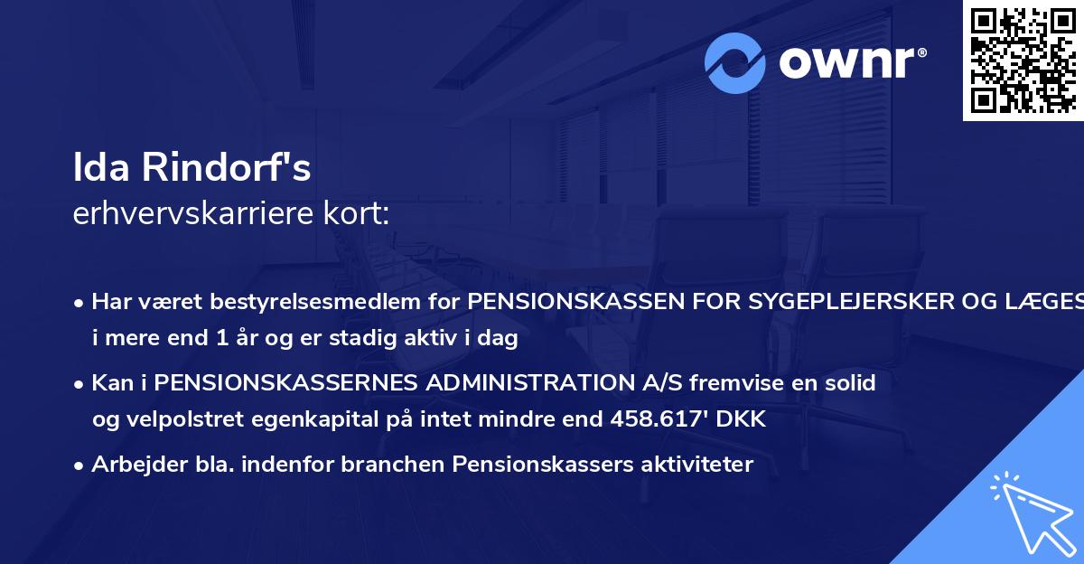 Ida Rindorf's erhvervskarriere kort