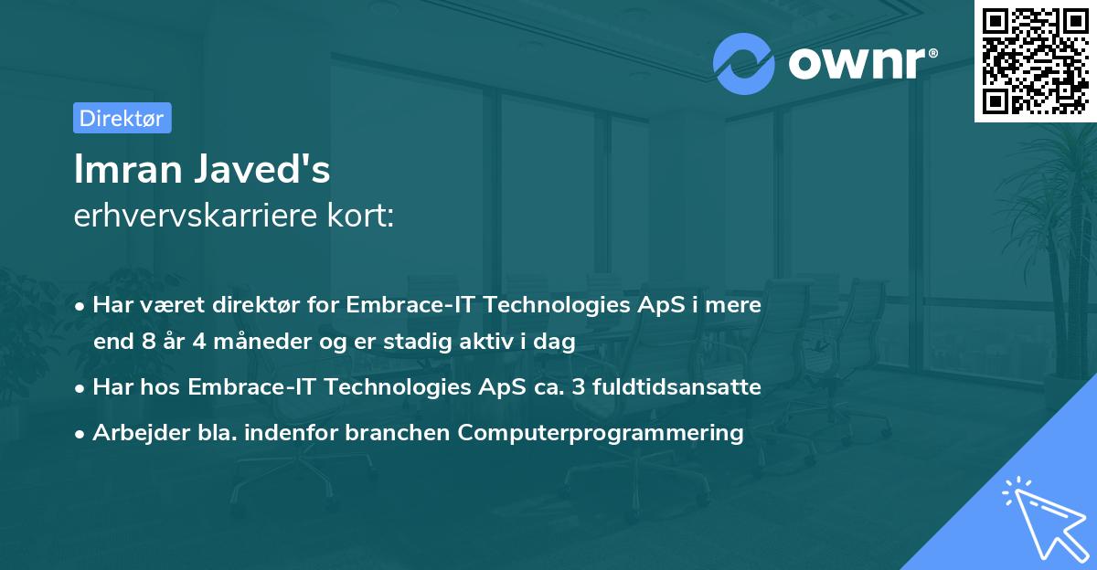 Imran Javed's erhvervskarriere kort