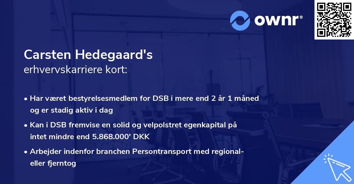Carsten Hedegaard's erhvervskarriere kort