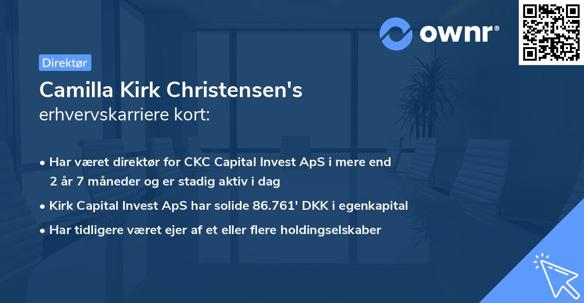 Camilla Kirk Christensen's erhvervskarriere kort