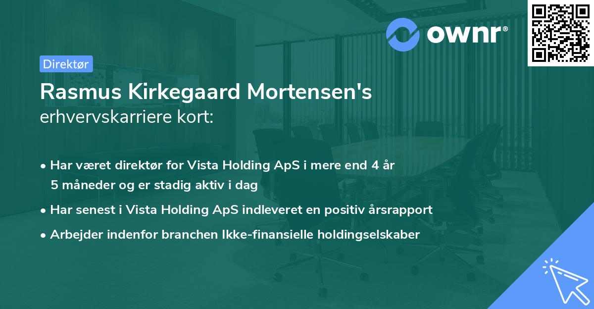 Rasmus Kirkegaard Mortensen's erhvervskarriere kort