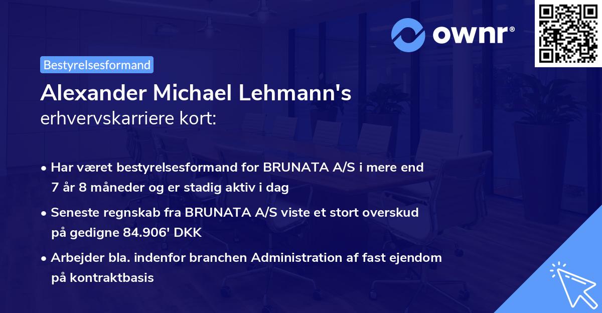 Alexander Michael Lehmann's erhvervskarriere kort