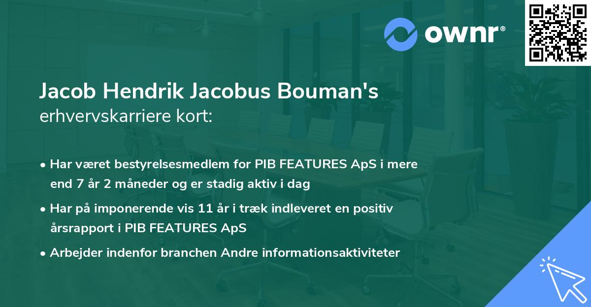 Jacob Hendrik Jacobus Bouman's erhvervskarriere kort