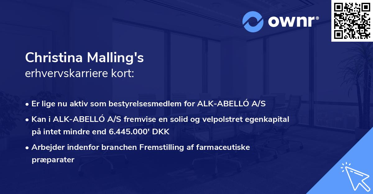 Christina Malling's erhvervskarriere kort