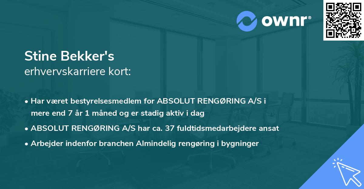 Stine Bekker's erhvervskarriere kort