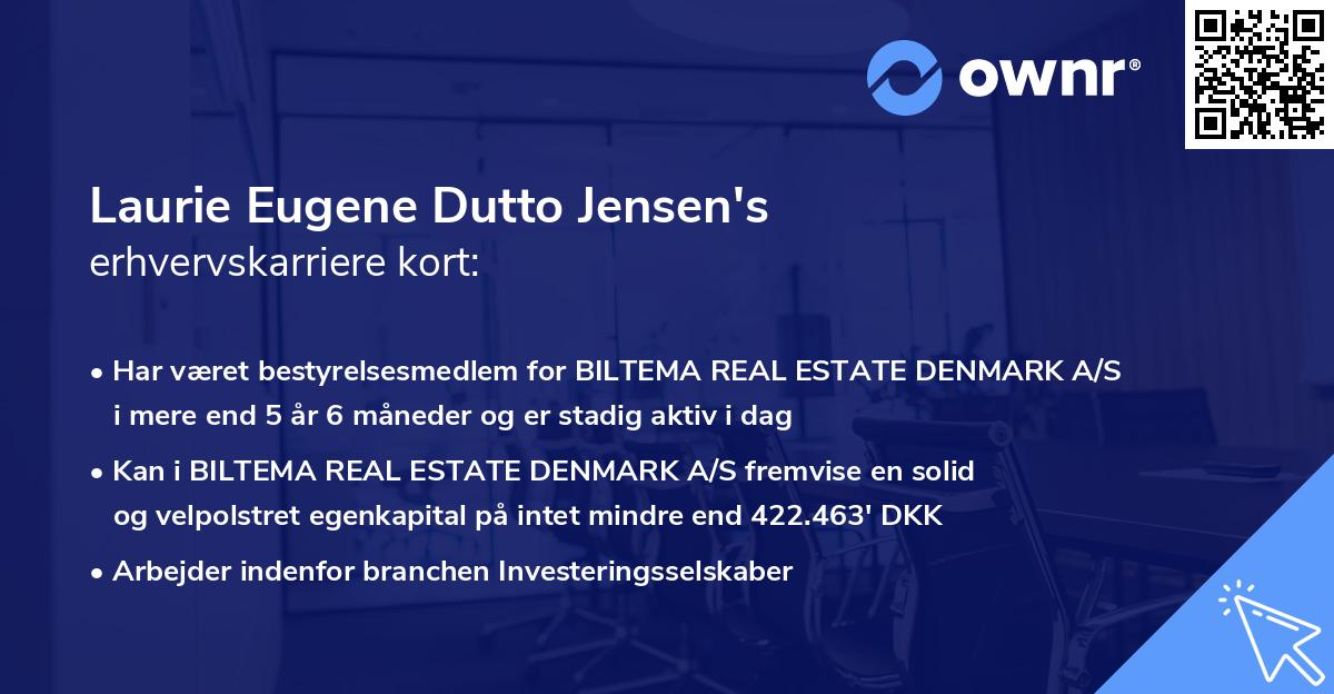 Laurie Eugene Dutto Jensen's erhvervskarriere kort