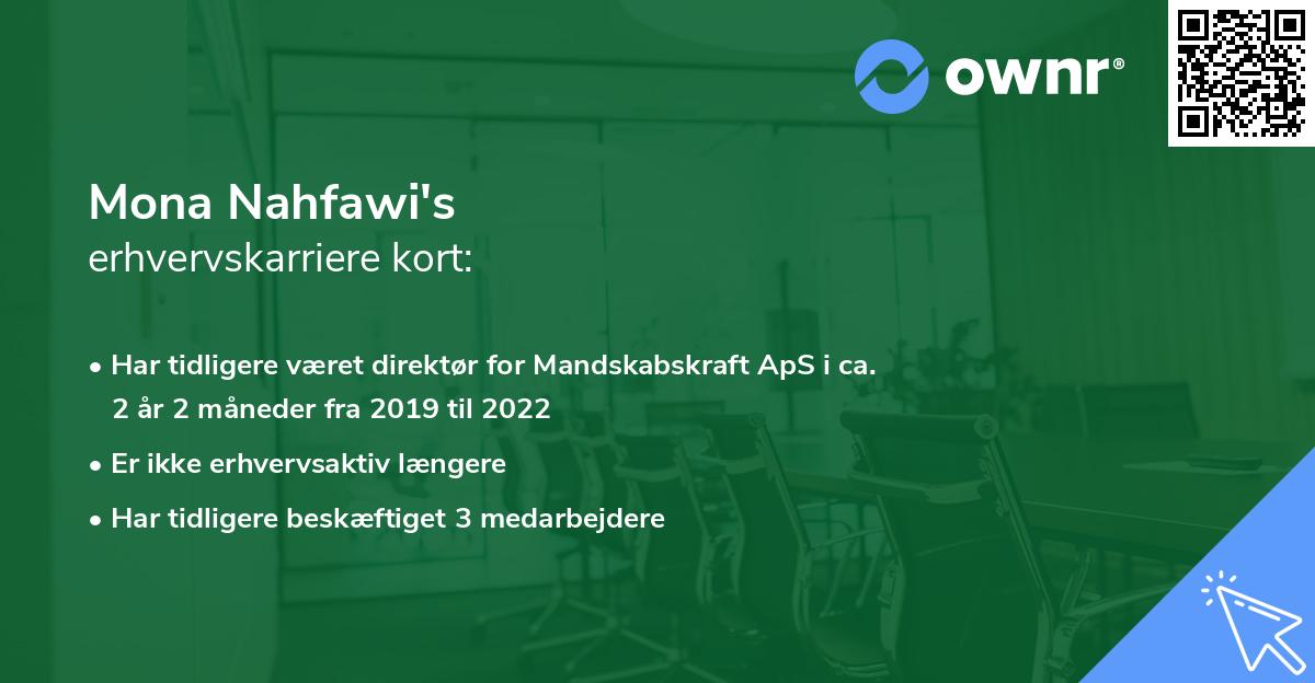 Mona Nahfawi's erhvervskarriere kort
