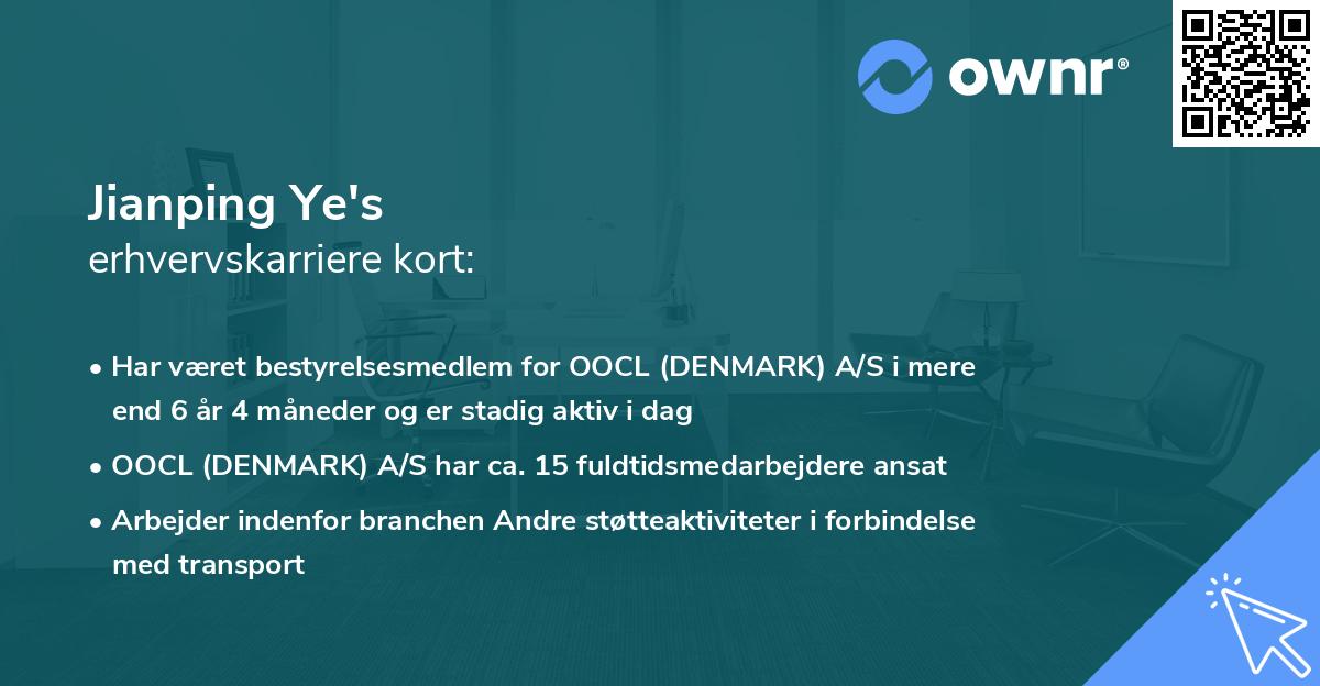 Jianping Ye's erhvervskarriere kort