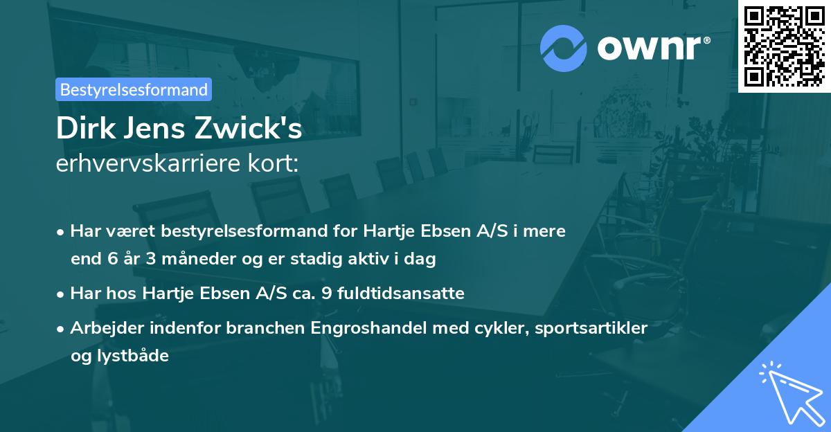 Dirk Jens Zwick's erhvervskarriere kort