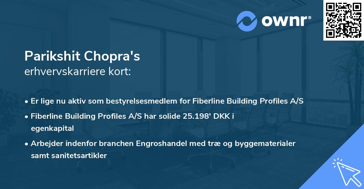 Parikshit Chopra's erhvervskarriere kort