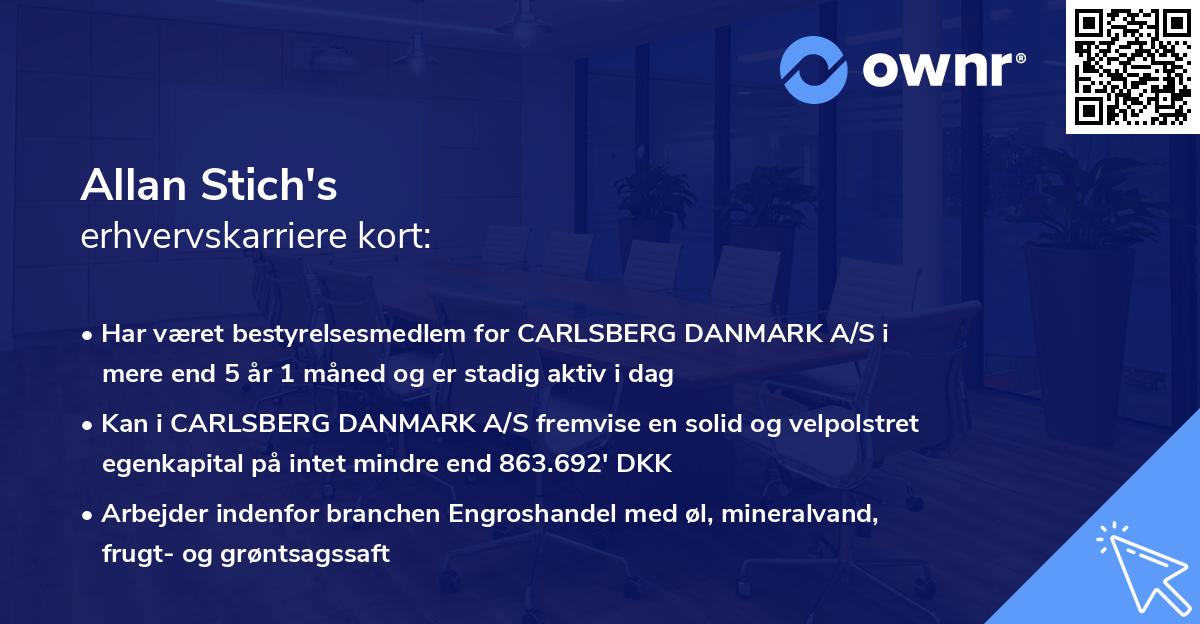 Allan Stich's erhvervskarriere kort