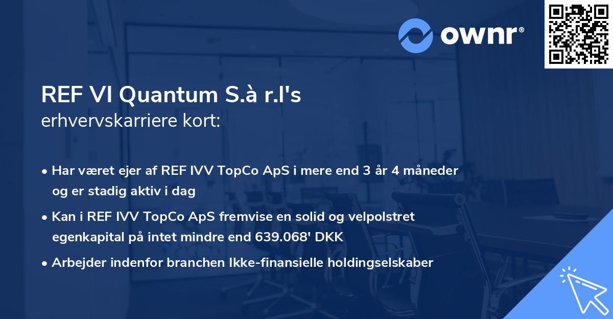 REF VI Quantum S.à r.l's erhvervskarriere kort