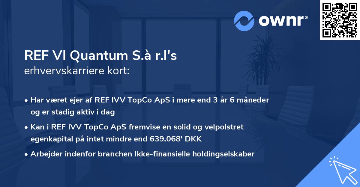 REF VI Quantum S.à r.l's erhvervskarriere kort