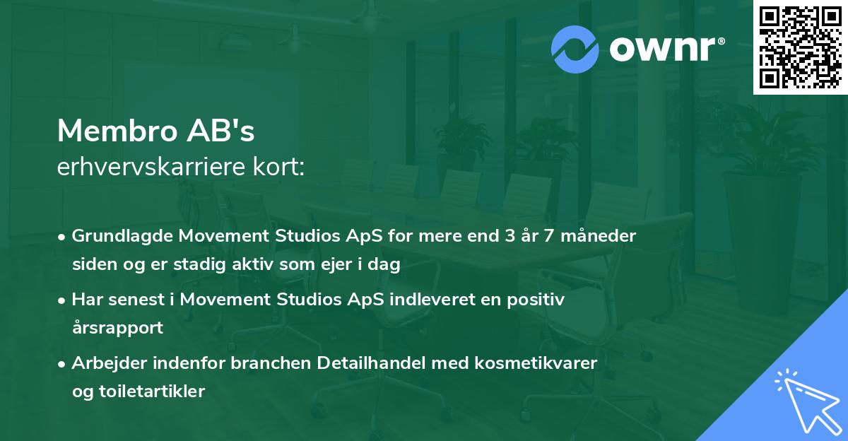 Membro AB's erhvervskarriere kort
