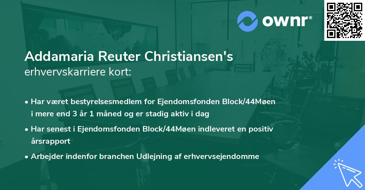 Addamaria Reuter Christiansen's erhvervskarriere kort