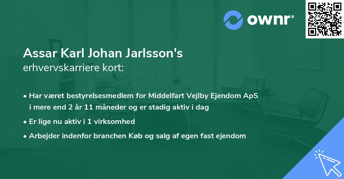 Assar Karl Johan Jarlsson's erhvervskarriere kort