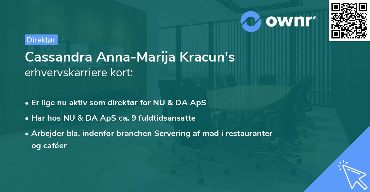 Cassandra Anna-Marija Kracun's erhvervskarriere kort