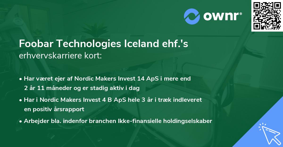 Foobar Technologies Iceland ehf.'s erhvervskarriere kort