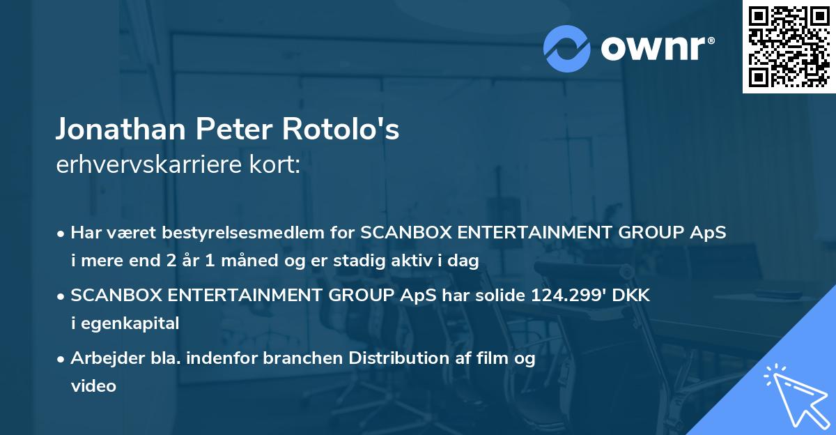 Jonathan Peter Rotolo's erhvervskarriere kort