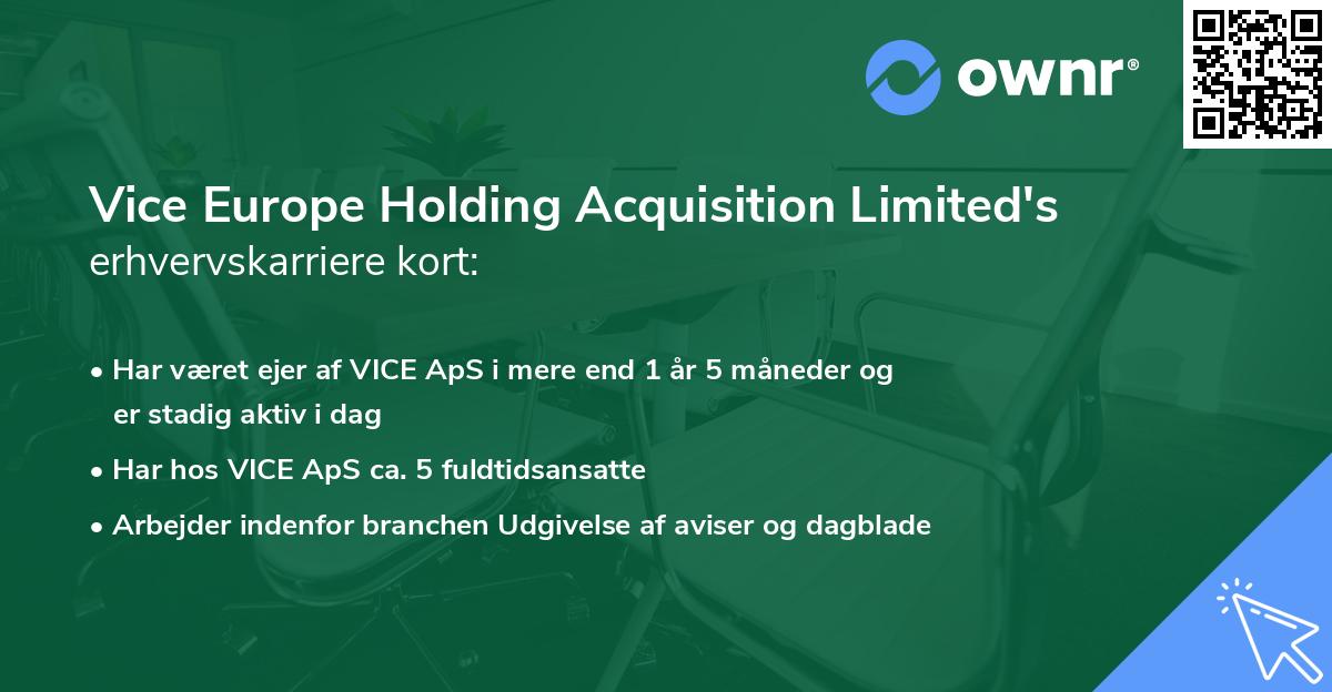 Vice Europe Holding Acquisition Limited's erhvervskarriere kort