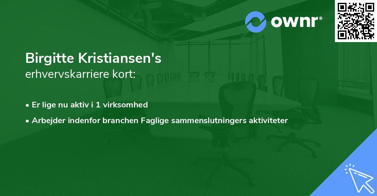 Birgitte Kristiansen's erhvervskarriere kort