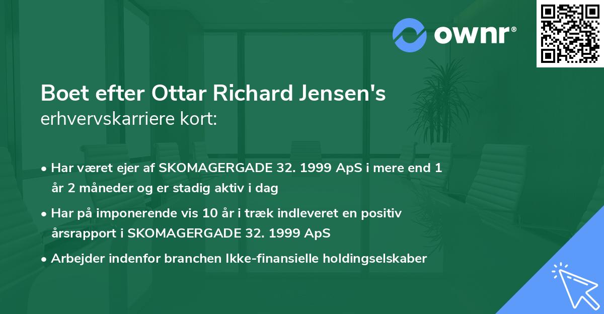 Boet efter Ottar Richard Jensen's erhvervskarriere kort