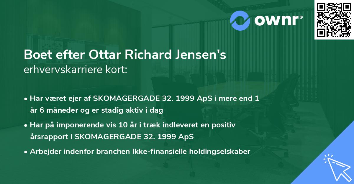 Boet efter Ottar Richard Jensen's erhvervskarriere kort