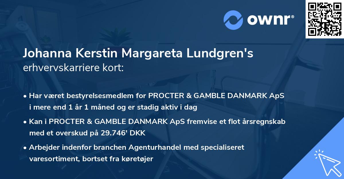 Johanna Kerstin Margareta Lundgren's erhvervskarriere kort