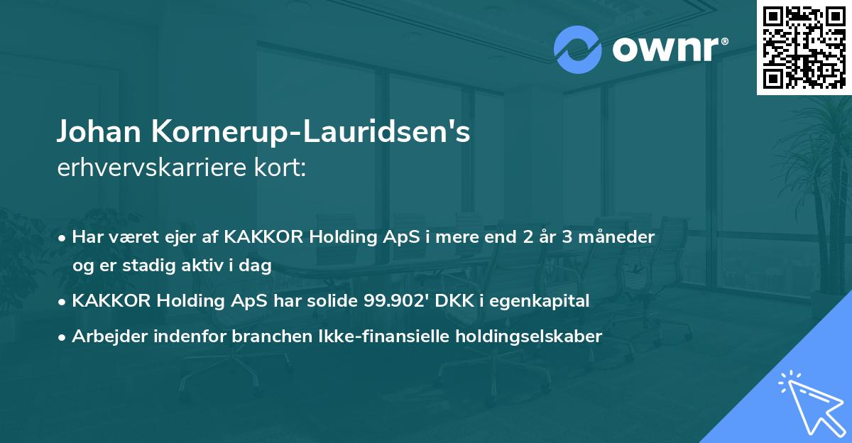 Johan Kornerup-Lauridsen's erhvervskarriere kort