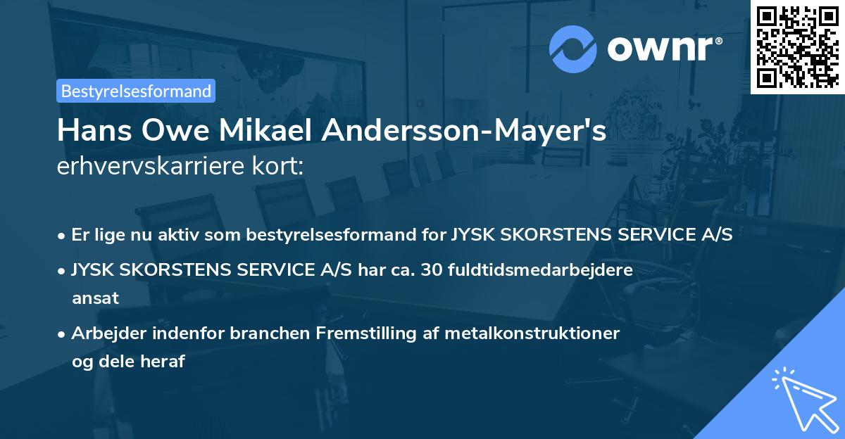 Hans Owe Mikael Andersson-Mayer's erhvervskarriere kort