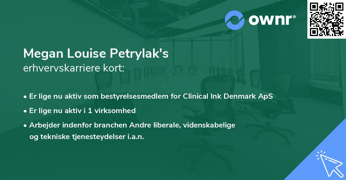 Megan Louise Petrylak's erhvervskarriere kort