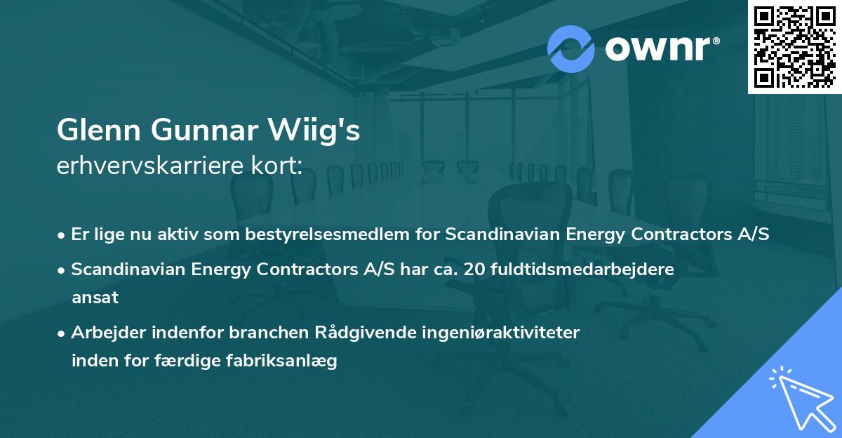 Glenn Gunnar Wiig's erhvervskarriere kort