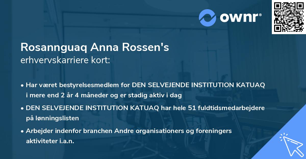 Rosannguaq Anna Rossen's erhvervskarriere kort