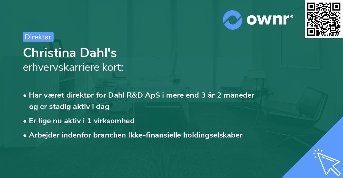 Christina Dahl's erhvervskarriere kort
