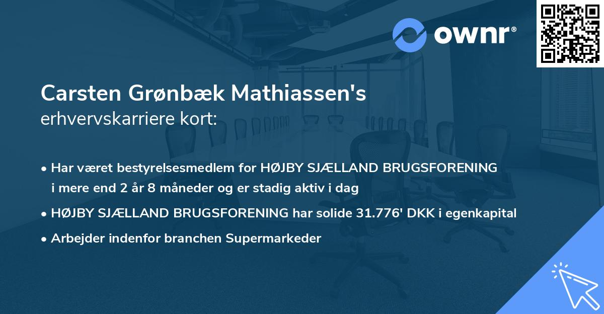 Carsten Grønbæk Mathiassen's erhvervskarriere kort