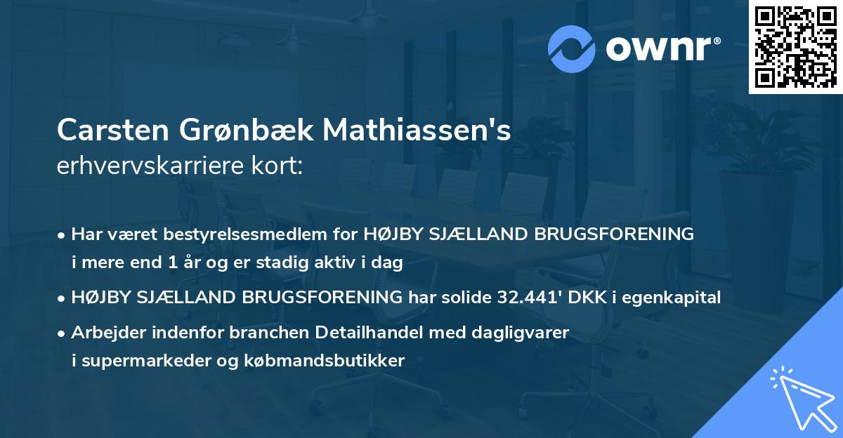 Carsten Grønbæk Mathiassen's erhvervskarriere kort