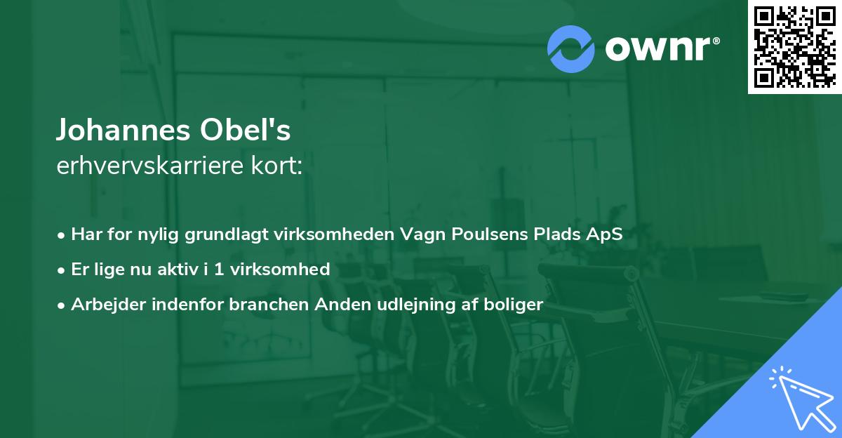 Johannes Obel's erhvervskarriere kort