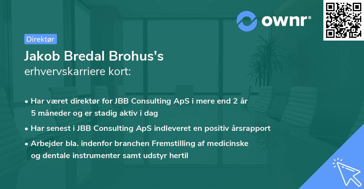 Jakob Bredal Brohus's erhvervskarriere kort