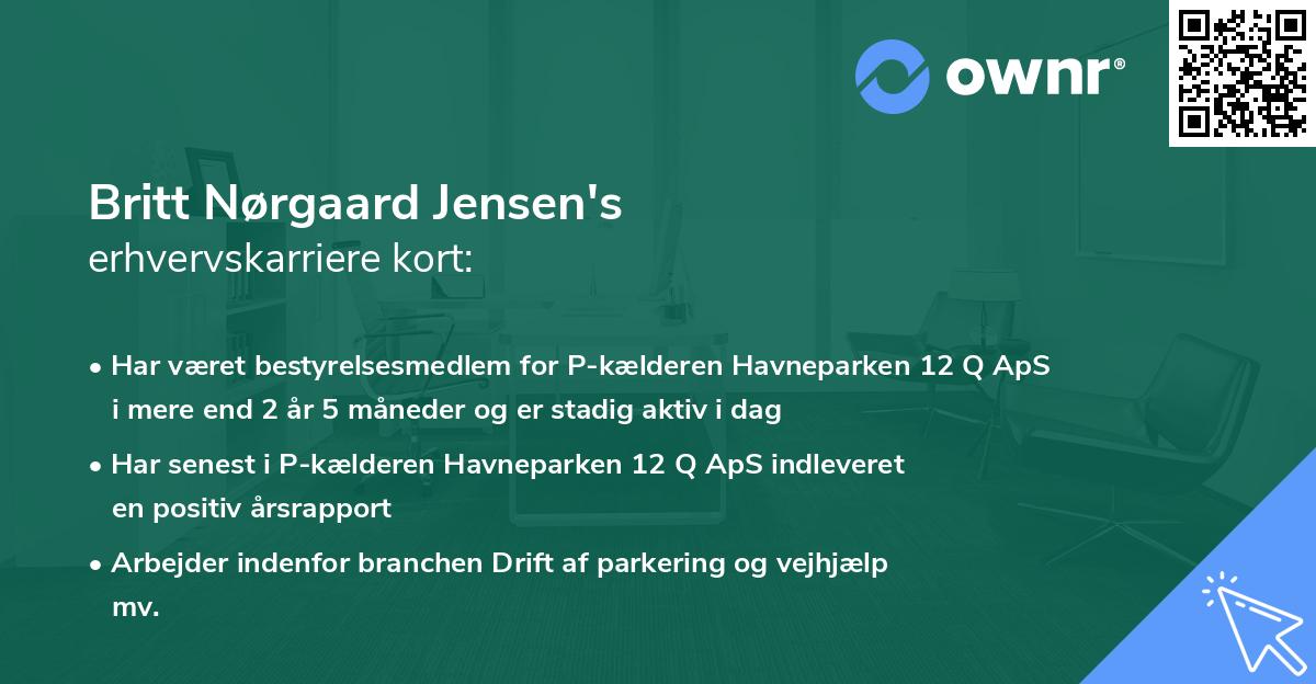 Britt Nørgaard Jensen's erhvervskarriere kort