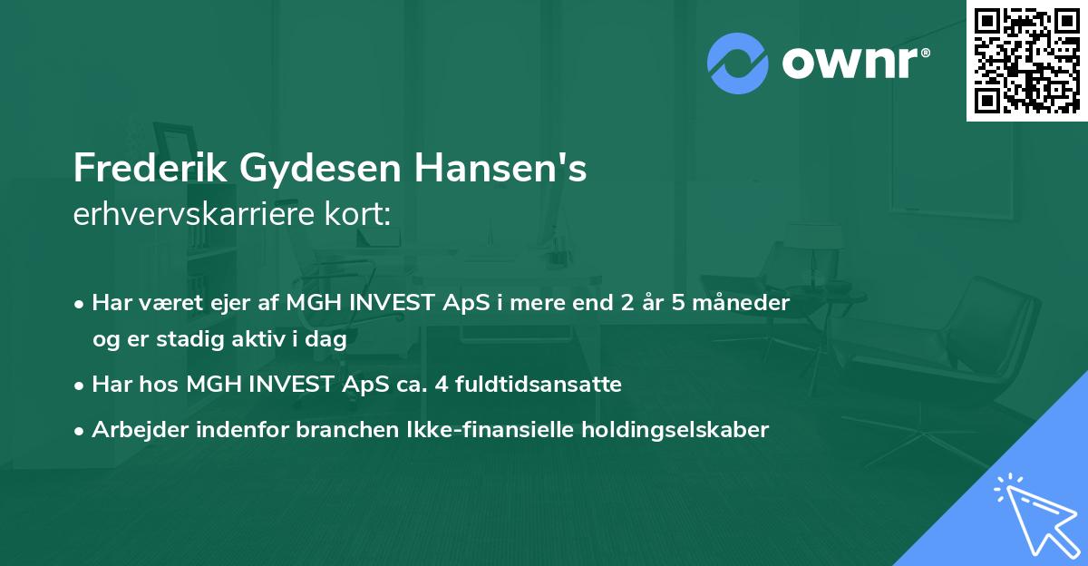 Frederik Gydesen Hansen's erhvervskarriere kort