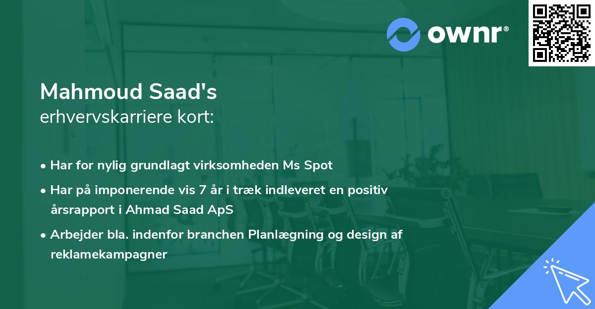 Mahmoud Saad's erhvervskarriere kort