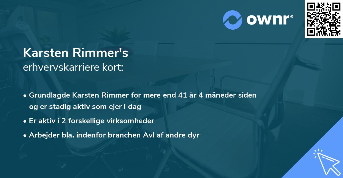 Karsten Rimmer's erhvervskarriere kort