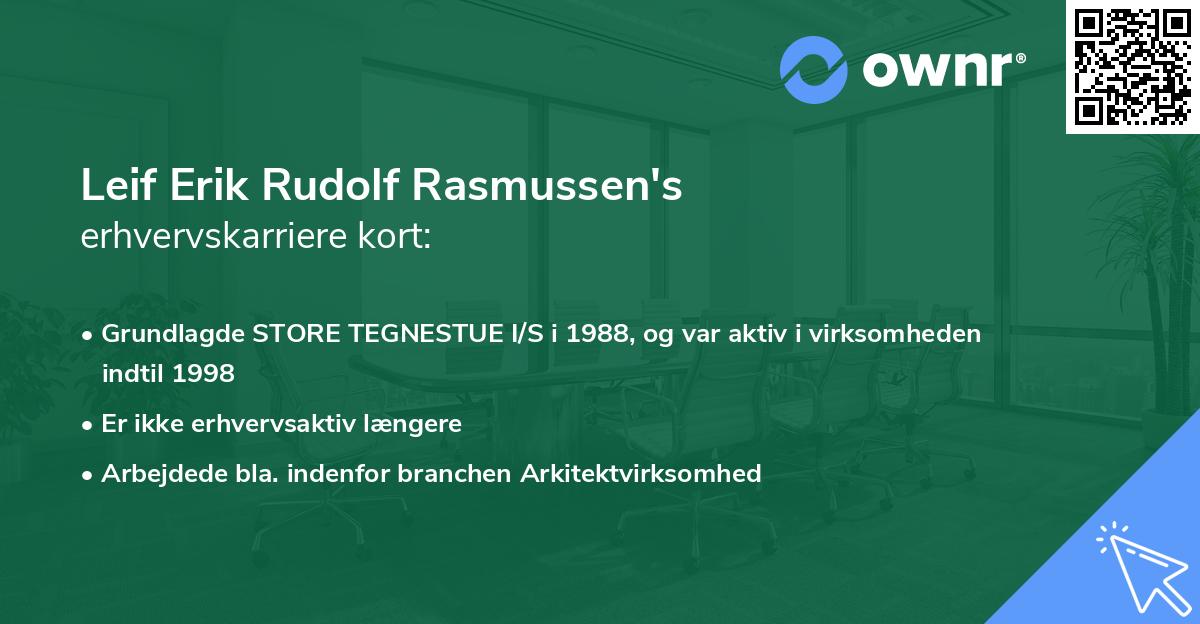 Leif Erik Rudolf Rasmussen's erhvervskarriere kort