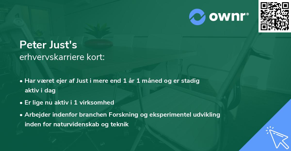 Peter Just's erhvervskarriere kort