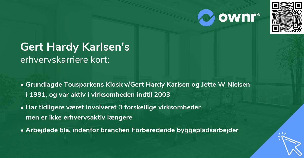 Gert Hardy Karlsen's erhvervskarriere kort