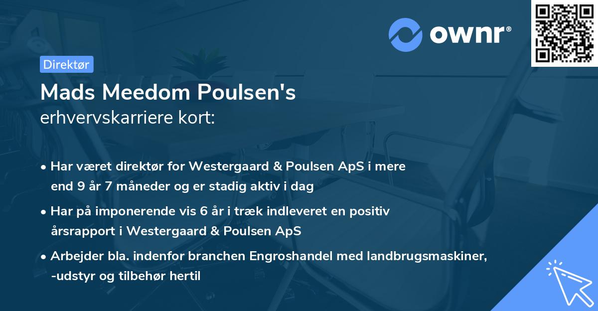 Mads Meedom Poulsen's erhvervskarriere kort