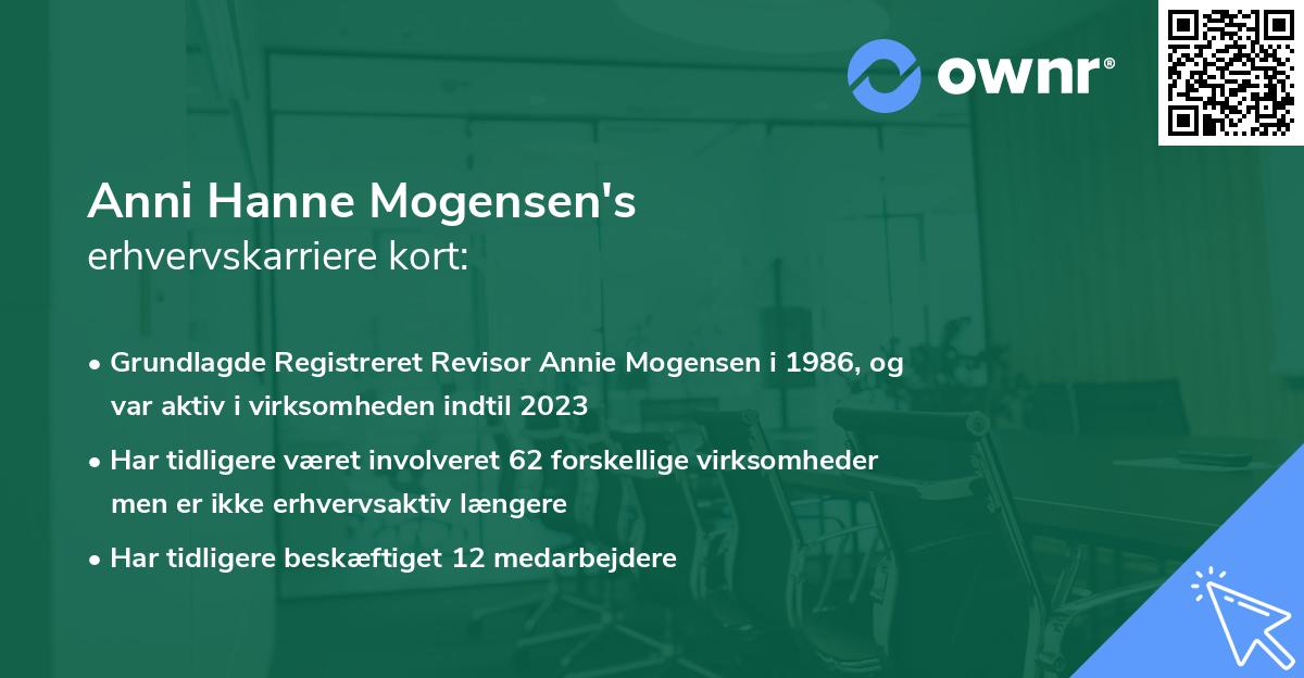 Anni Hanne Mogensen's erhvervskarriere kort