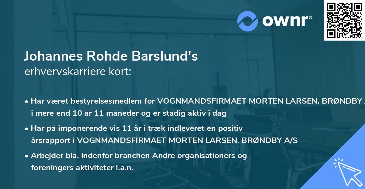 Johannes Rohde Barslund's erhvervskarriere kort