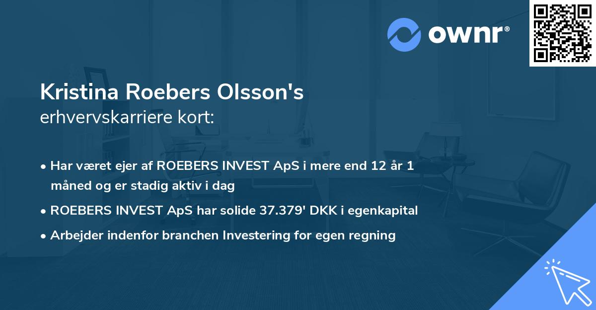 Kristina Roebers Olsson's erhvervskarriere kort