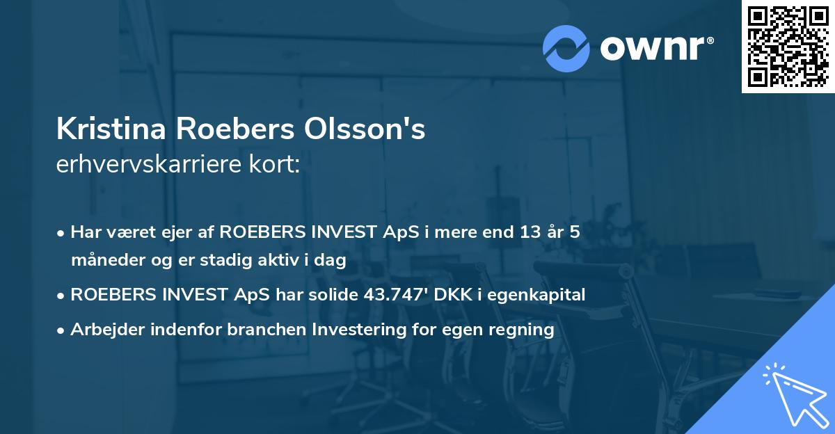 Kristina Roebers Olsson's erhvervskarriere kort